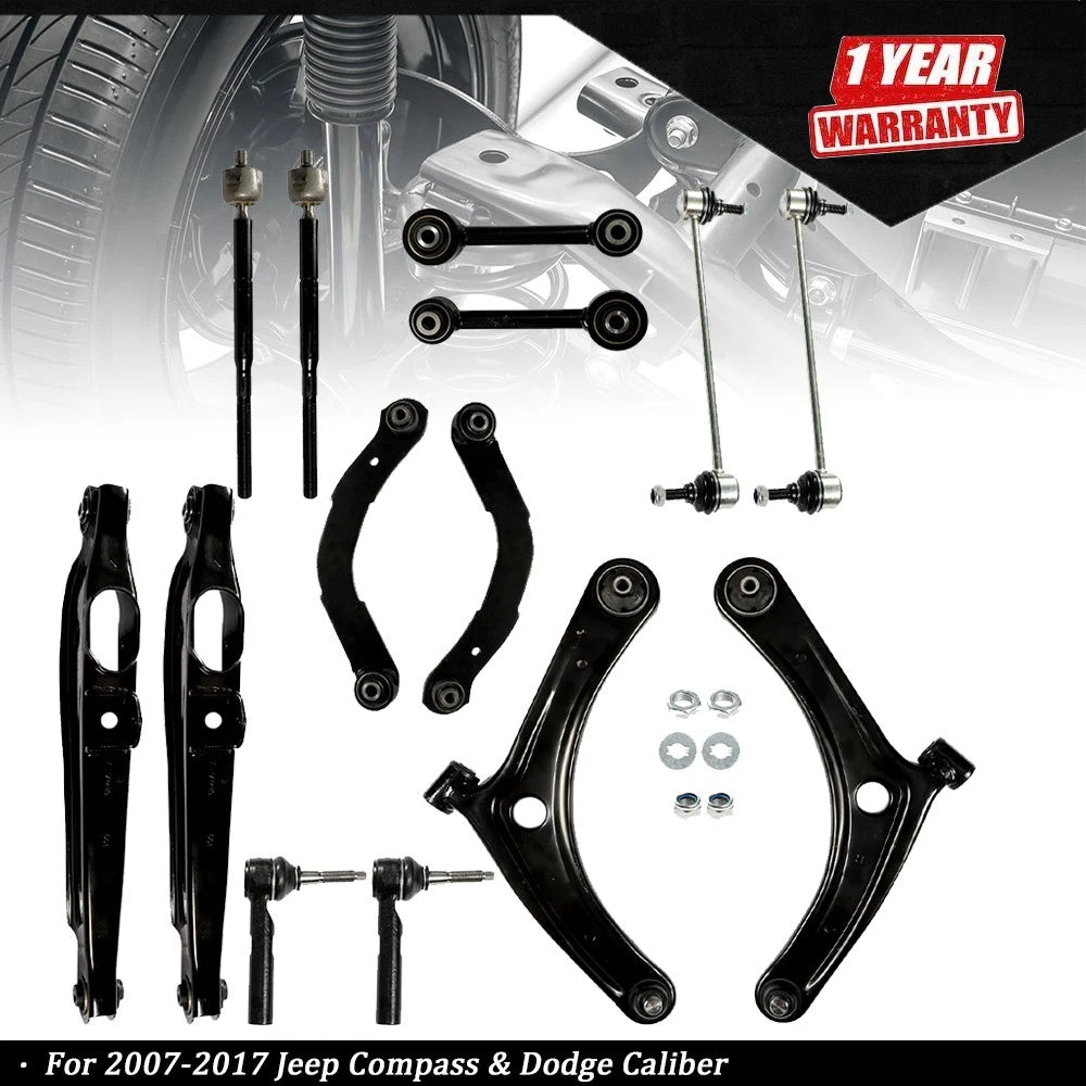 14pc Control Arms, Tie Rods, Sway Bars for Jeep Compass (2007–2017)