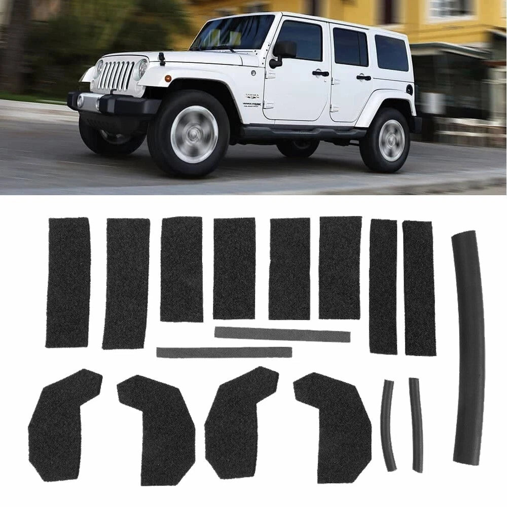 17-Piece Hard Top Leak Seal Kit for Jeep Wrangler (2007–2018)