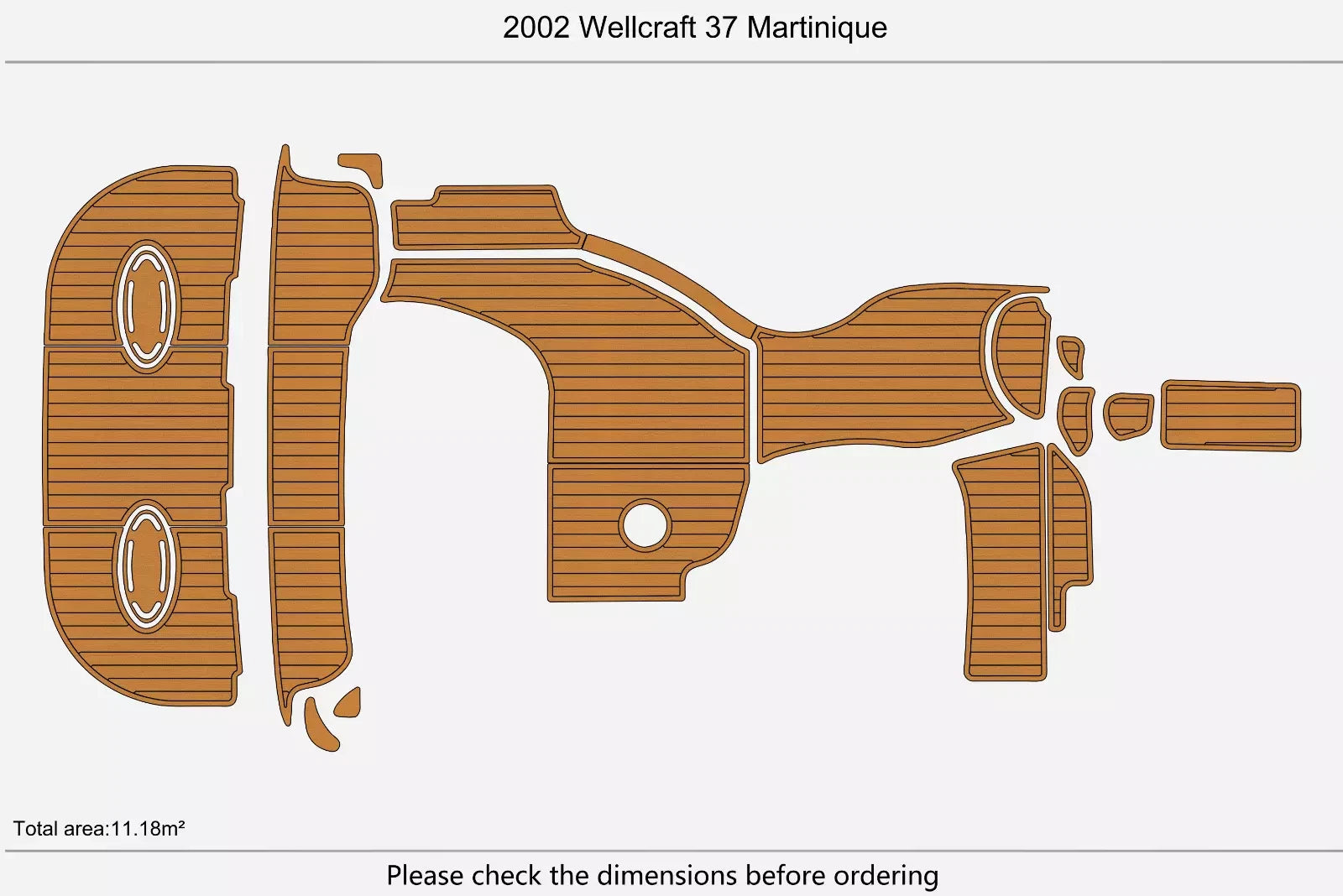 EVA Foam Teak Faux Deck Flooring Pads for Wellcraft 37 (2002)