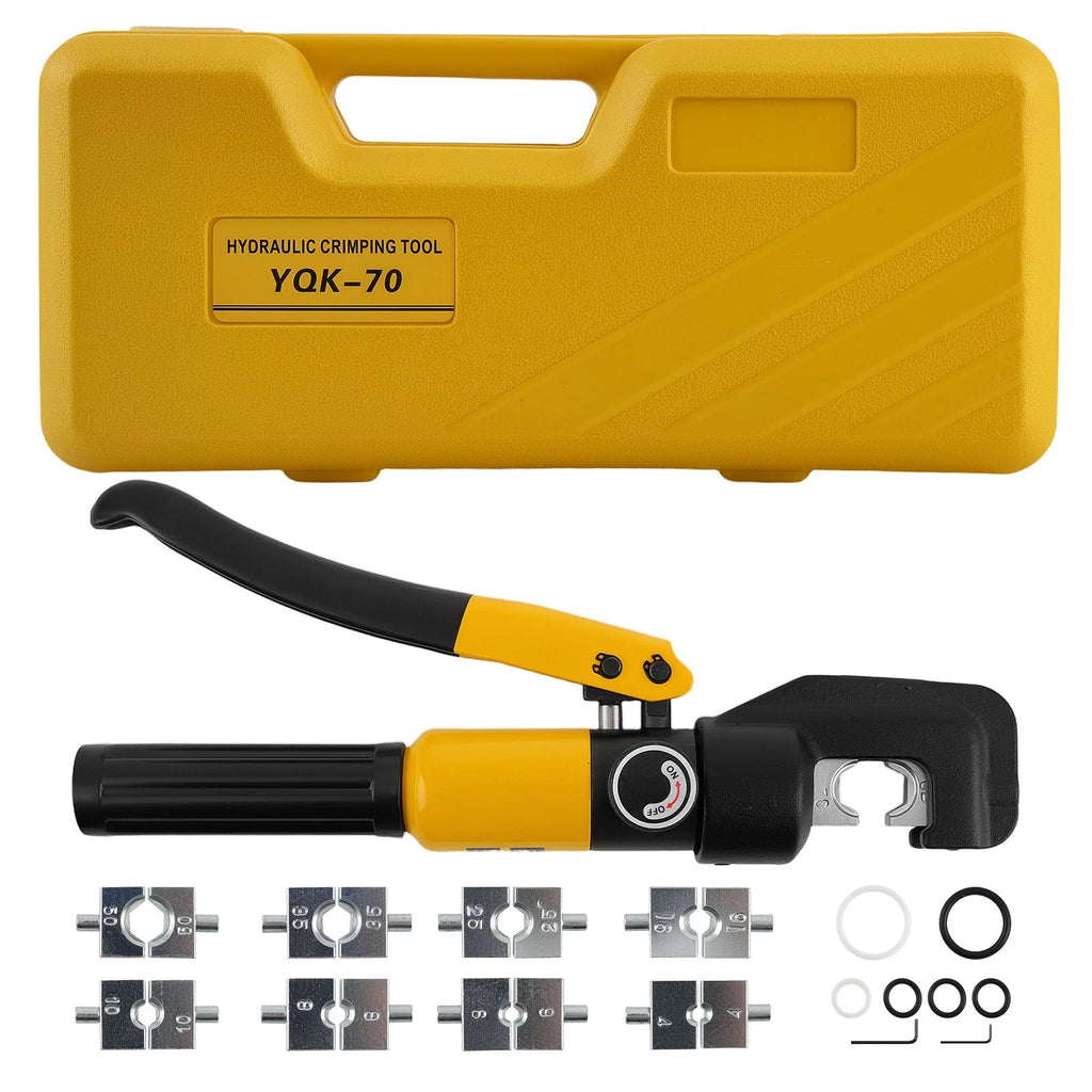 Hydraulic Cable Crimper Tool Kit with 9 Dies for Battery Welding Power Wire