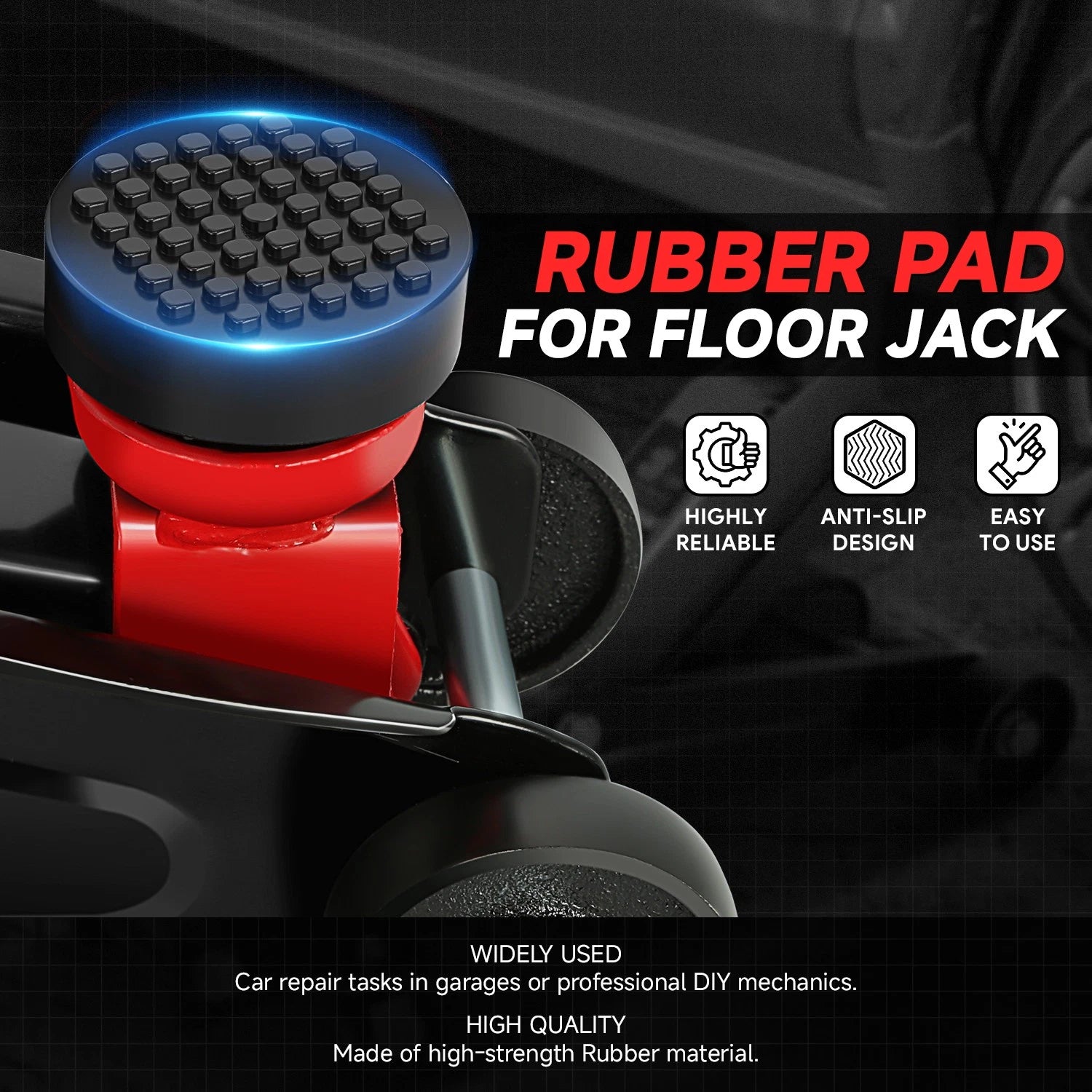Set of 2 Universal Rubber Pad Adapters for Floor Jack Protection