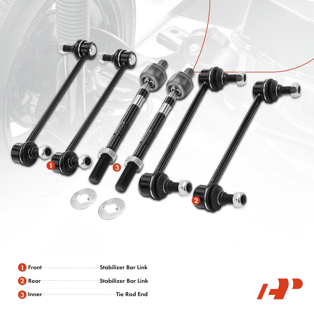 Set of 6 Sway Bar & Tie Rod Ends for Kia Sportage Hyundai Tucson
