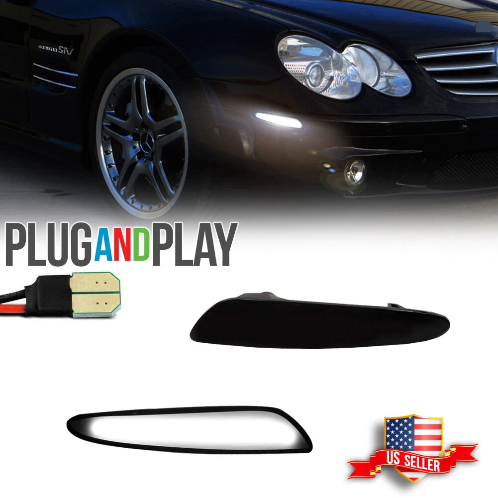 White LED Front Bumper Side Marker Light for Benz W211 E-Class (2003–2006)