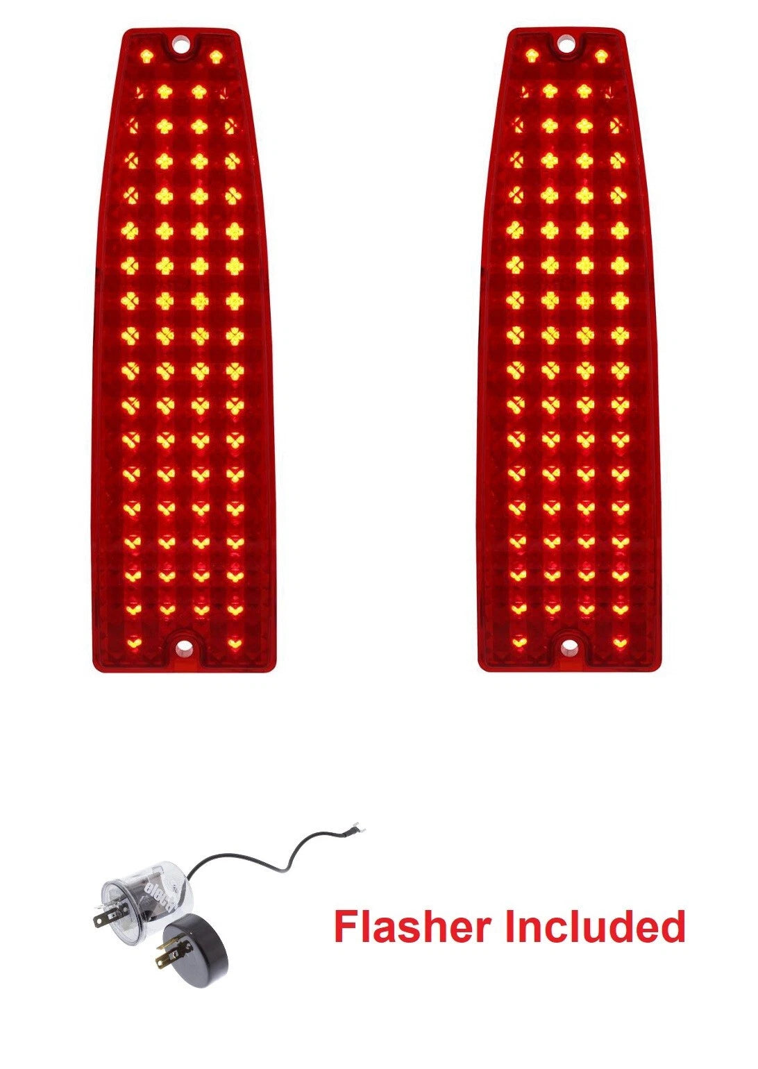One Piece Style LED Tail Lights w Flasher Pair for Chevy Nova (1966–1967)