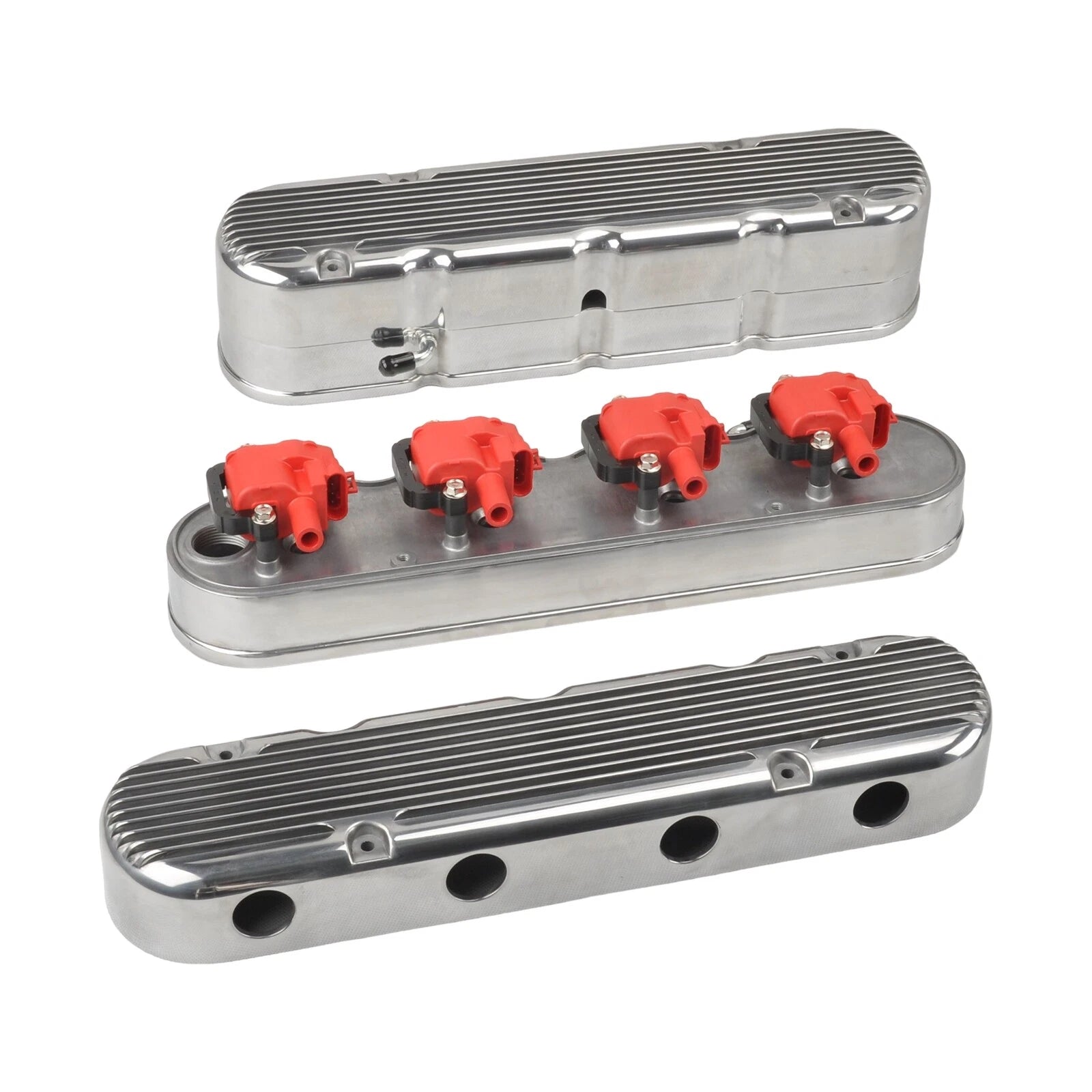 2Pcs Valve Cover for Chevy LS (Finned, Aluminum, Polished)