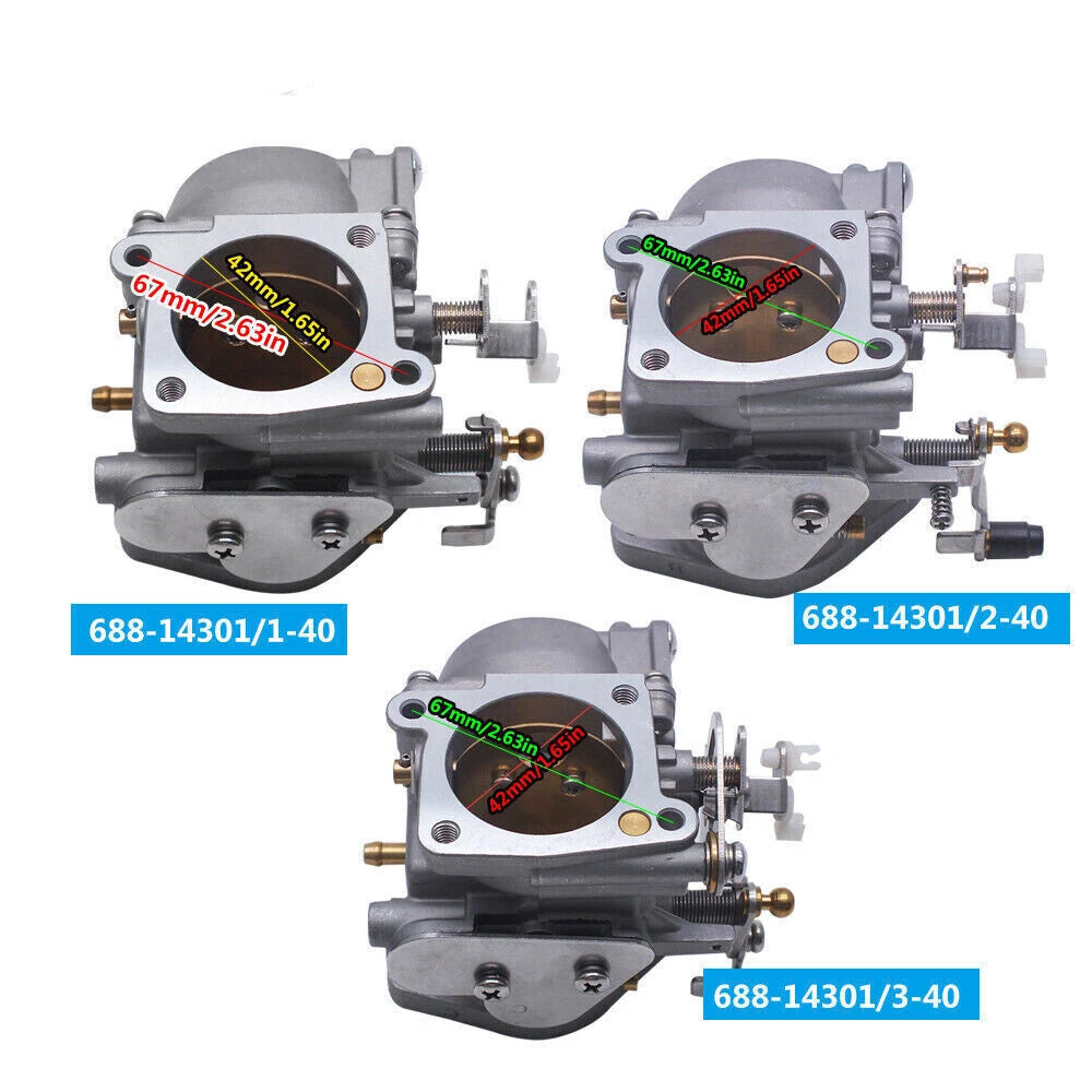 Carburetor Kit for Yamaha 2 Stroke 85HP 90HP Outboard (688-14301 14302 14303)