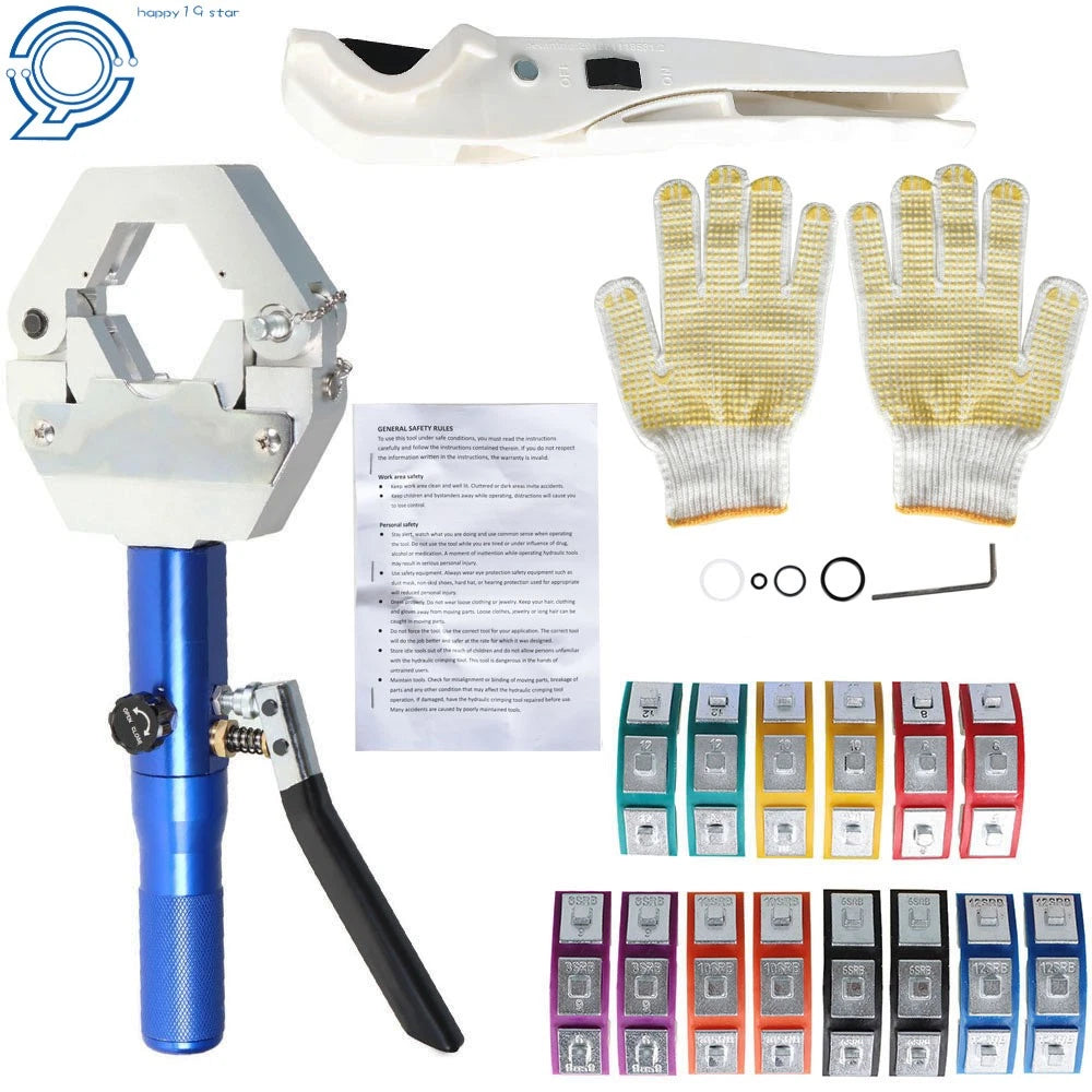 Hydraulic A/C Hose Crimping Tool Set with 7 Dies for Make Model