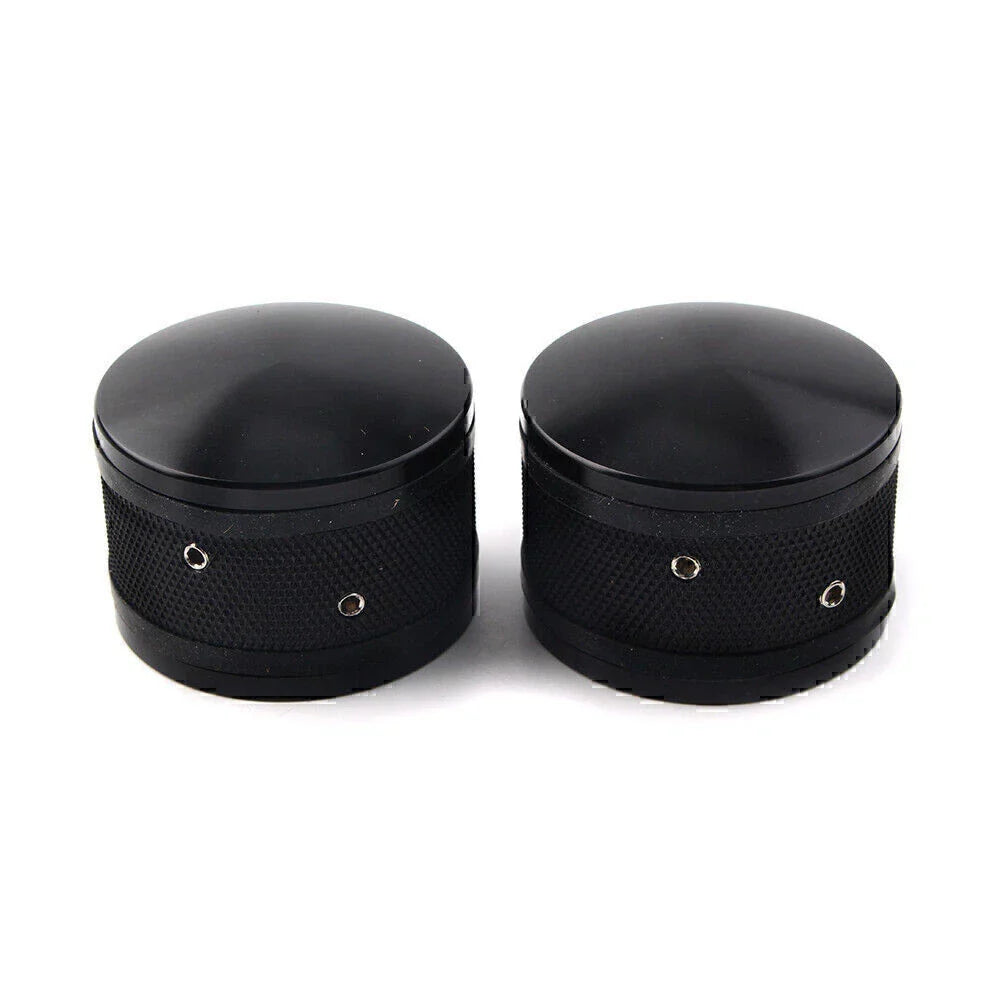 Black CNC Front Axle Nut Cover Caps for Harley Sportster Softail Road King
