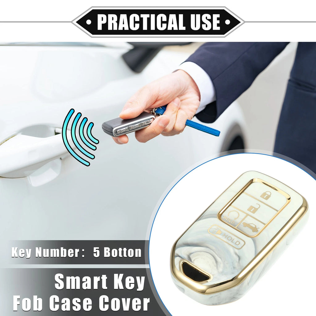 Key Fob Cover for Honda Accord (2018–2023) 5 Button TPU Gray Porcelain Pattern