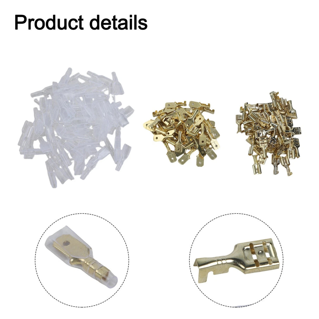 200pcs Gold Plated Spring Spade Terminals for Automotive Wiring