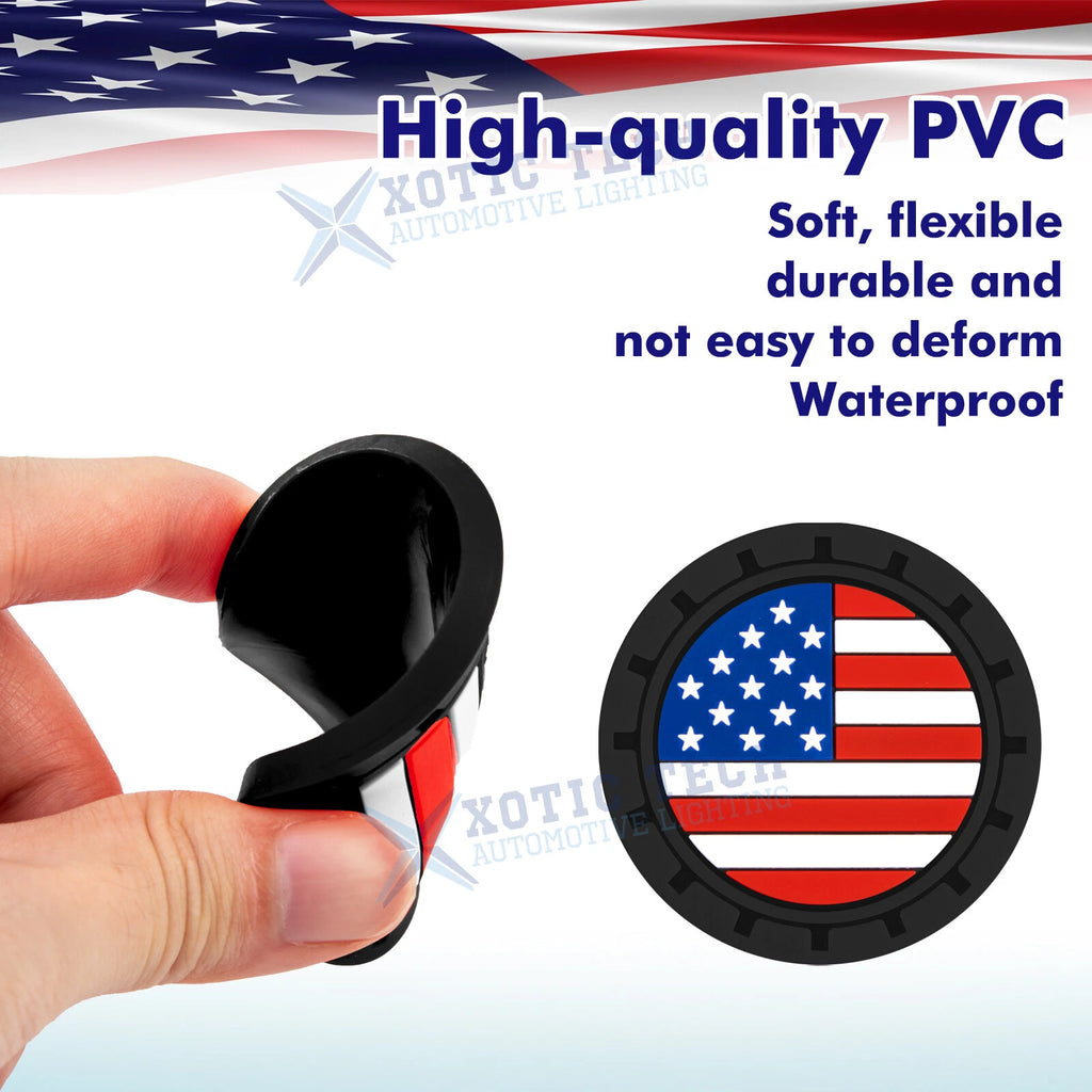 Colored American Flag Car Cup Holder Coaster Insert for 4 Packs (-)
