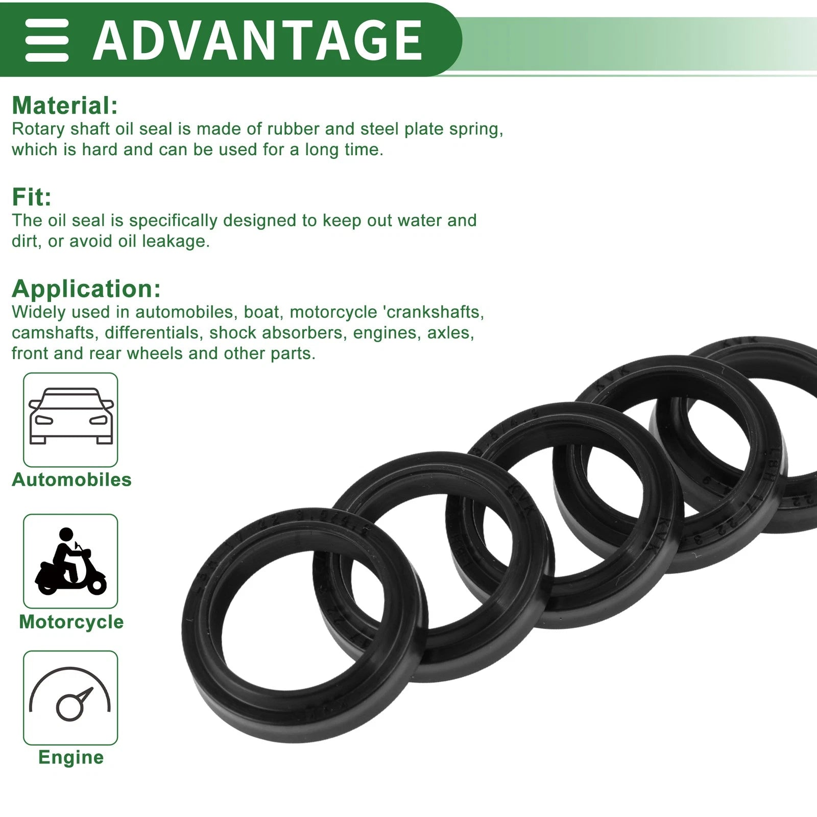 Set of 5 Oil Seal Rotary Shaft Seal NBR Rubber 17x22x3.5mm