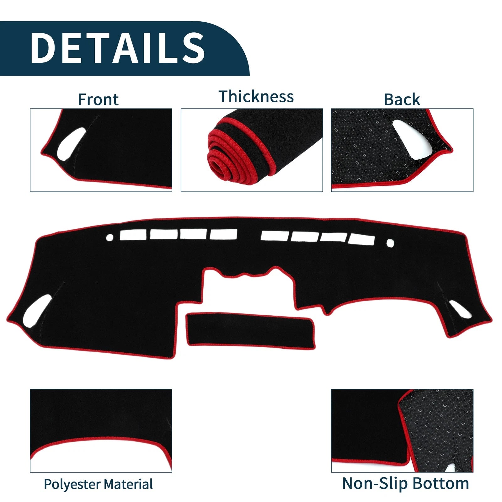 Dashboard Dash Cover Mat for Nissan Fairlady Z33 350Z (2002–2008) Black Red