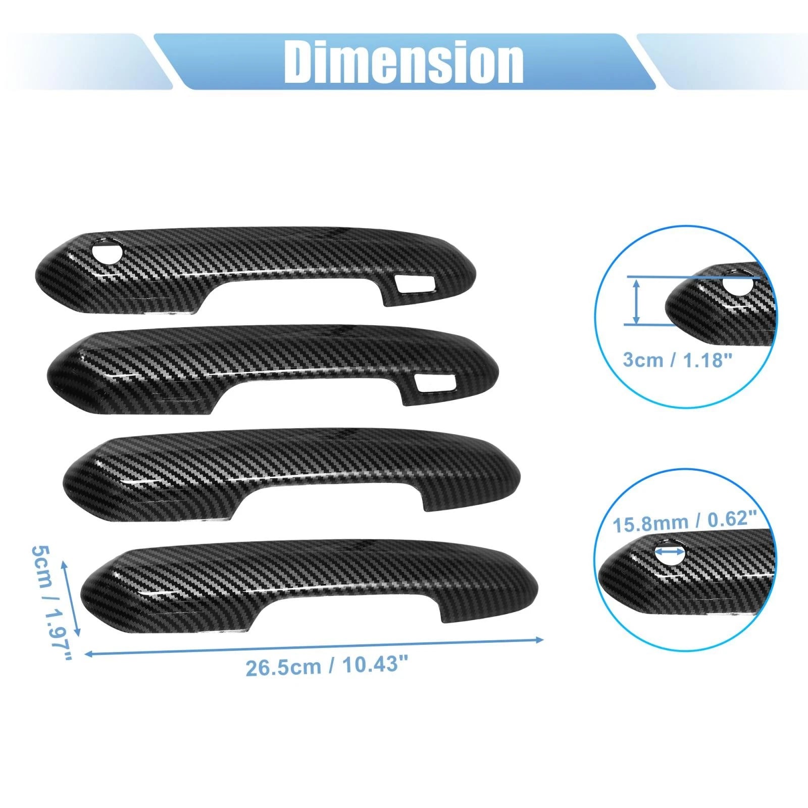 Set of 4 Door Handle Cover Trim for Toyota RAV4 (2019–2021) Carbon Fiber