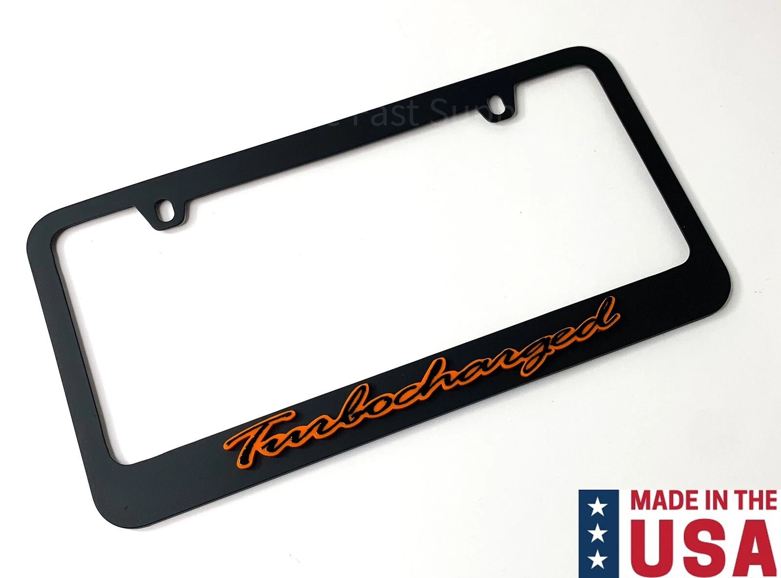 Matte Black License Plate Frame Orange Outline for Daytona Turbocharged (USA)