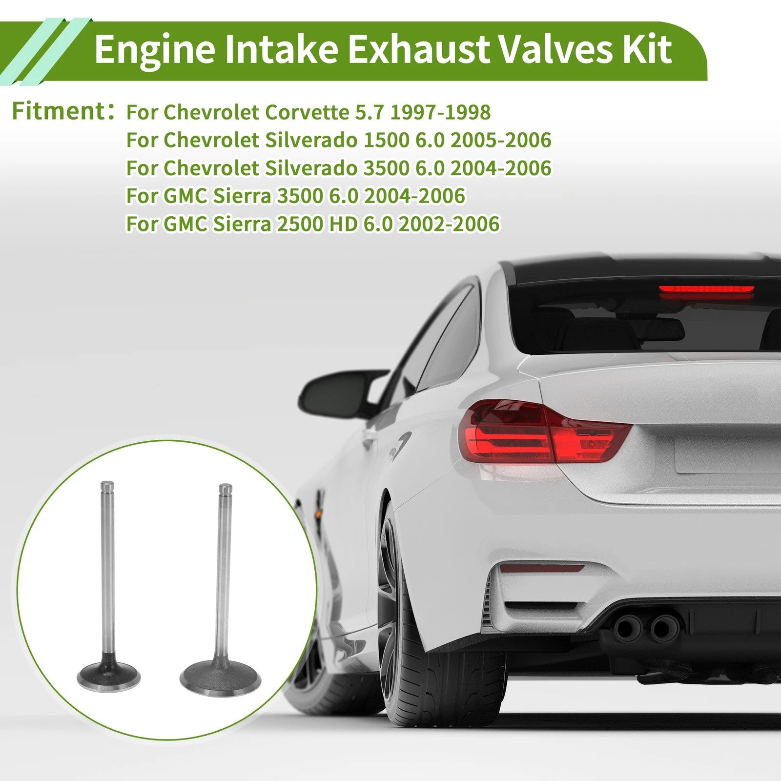 Set of 8 Engine Intake Exhaust Valves Kit for Chevrolet Corvette (1997–2004)
