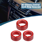 Set of 3 AC Button Ring Knob Cover Trim for Toyota 4Runner (2010–2020) Red