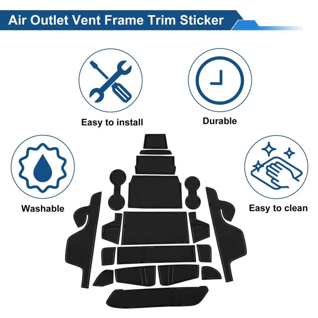 19 Pcs Non-Slip Mat for Ford Ranger (2023–2025) PVC Black