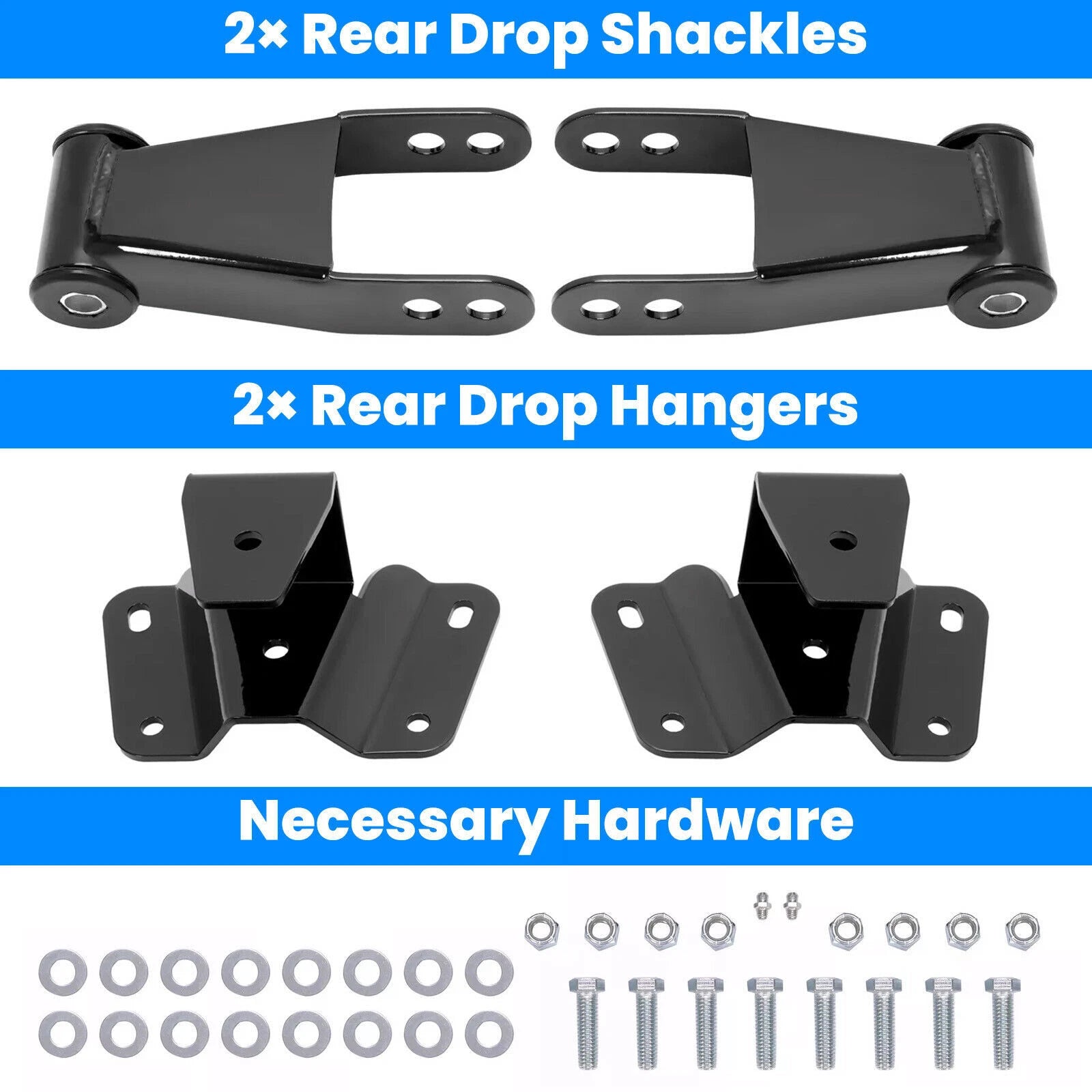 4" Drop Kit Rear Leveling Shackles for Ford F150 F100 (1973–1996)