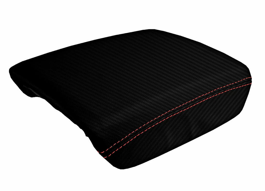 Console Lid Armrest Cover for Honda Ridgeline (2006–2014) Carbon Fiber Red Stitch