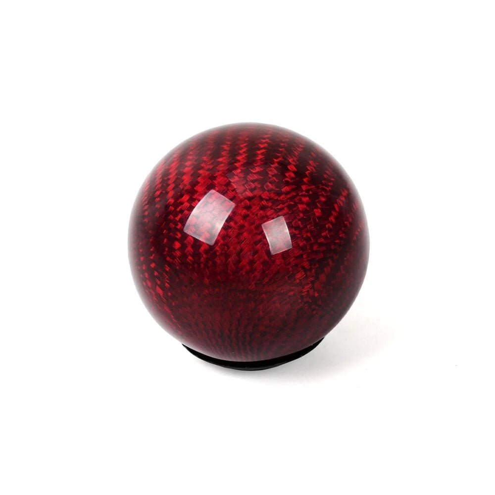 Red Carbon Fiber Round Ball Gear Shift Knob Universal