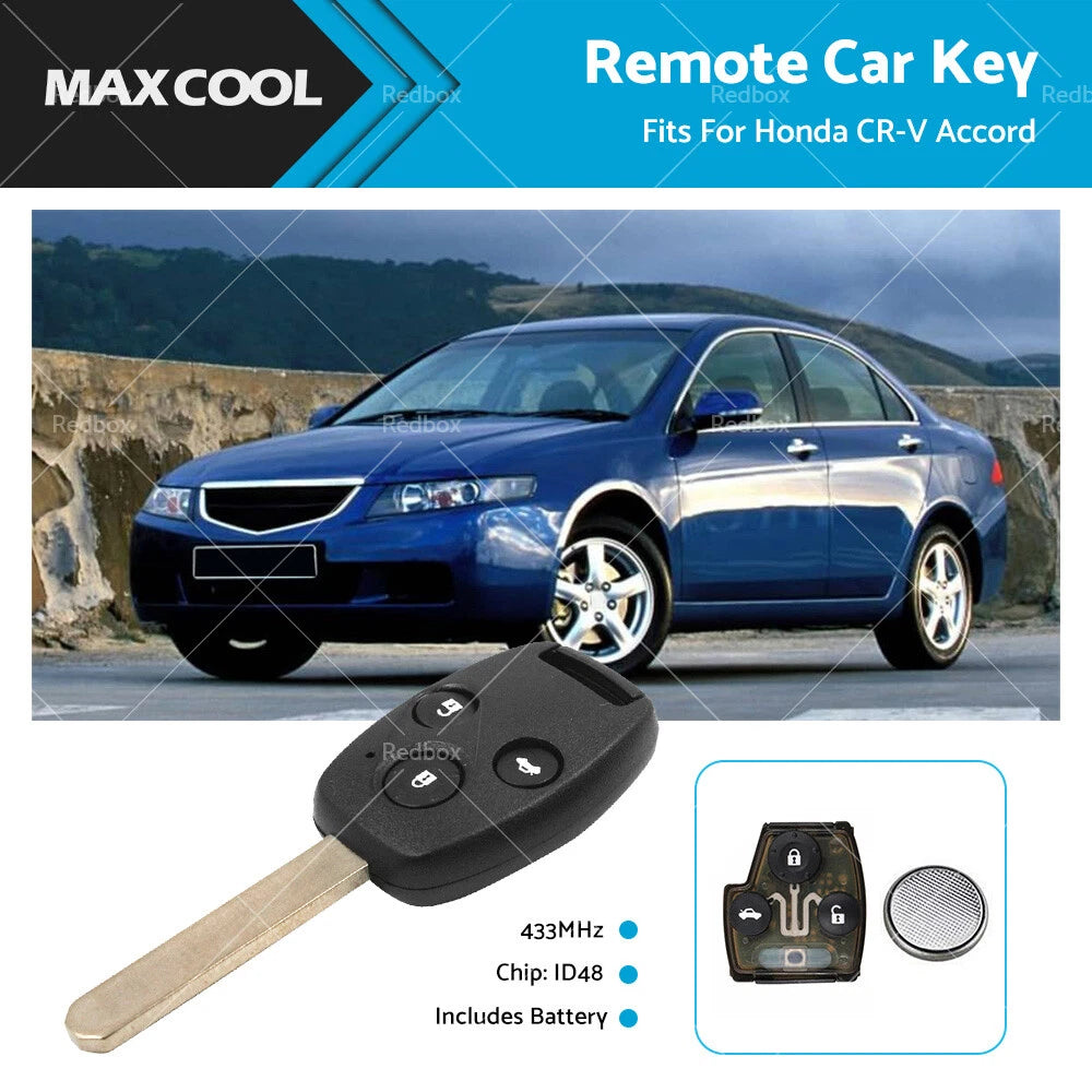 Remote Car Key Fob 433Mhz ID48 for Honda Accord CRV (2003–2006) G8D-382H-A