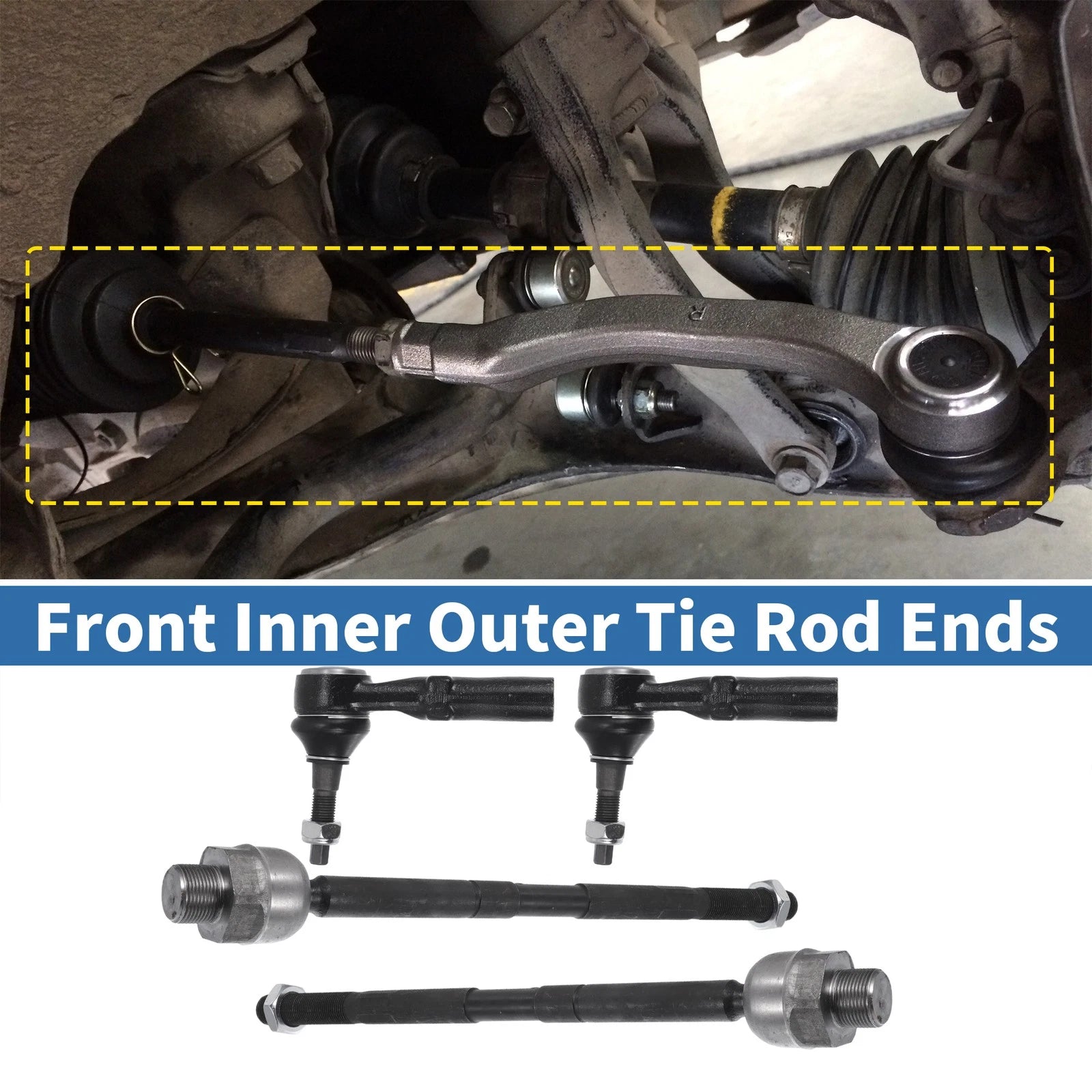 2X Front Outer Tie Rod End Links Kit for Dodge Ram 1500 (2006–2008) RWD