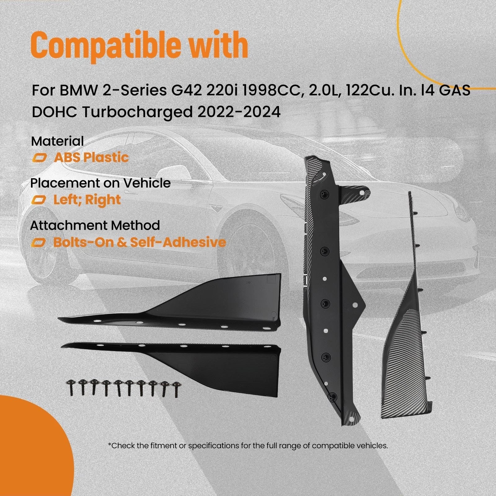 2X Side Skirt Extension Lip Kit for BMW G42 230i M240i (2022–2024) Carbon Look