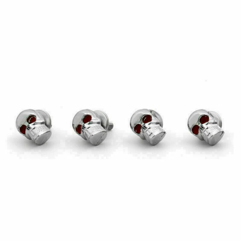 Set of 4 Chrome Skull License Plate Frame Screws T9 for Universal Motorcycles