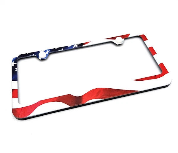 License Plate Frame Plastic with USA Flag Design for Universal Fit (All Years)