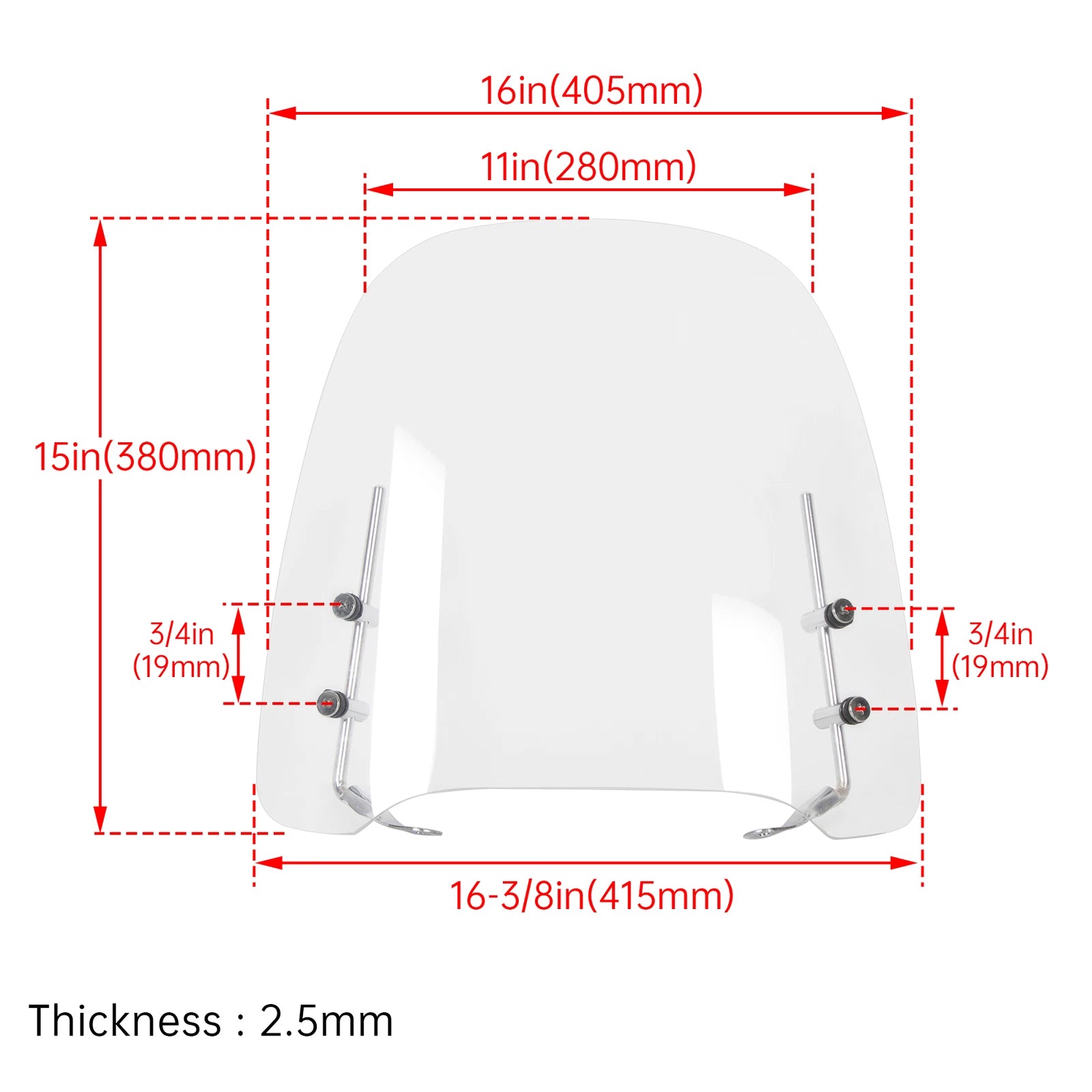 17" Motorcycle Windshield for Yamaha Honda Scooter