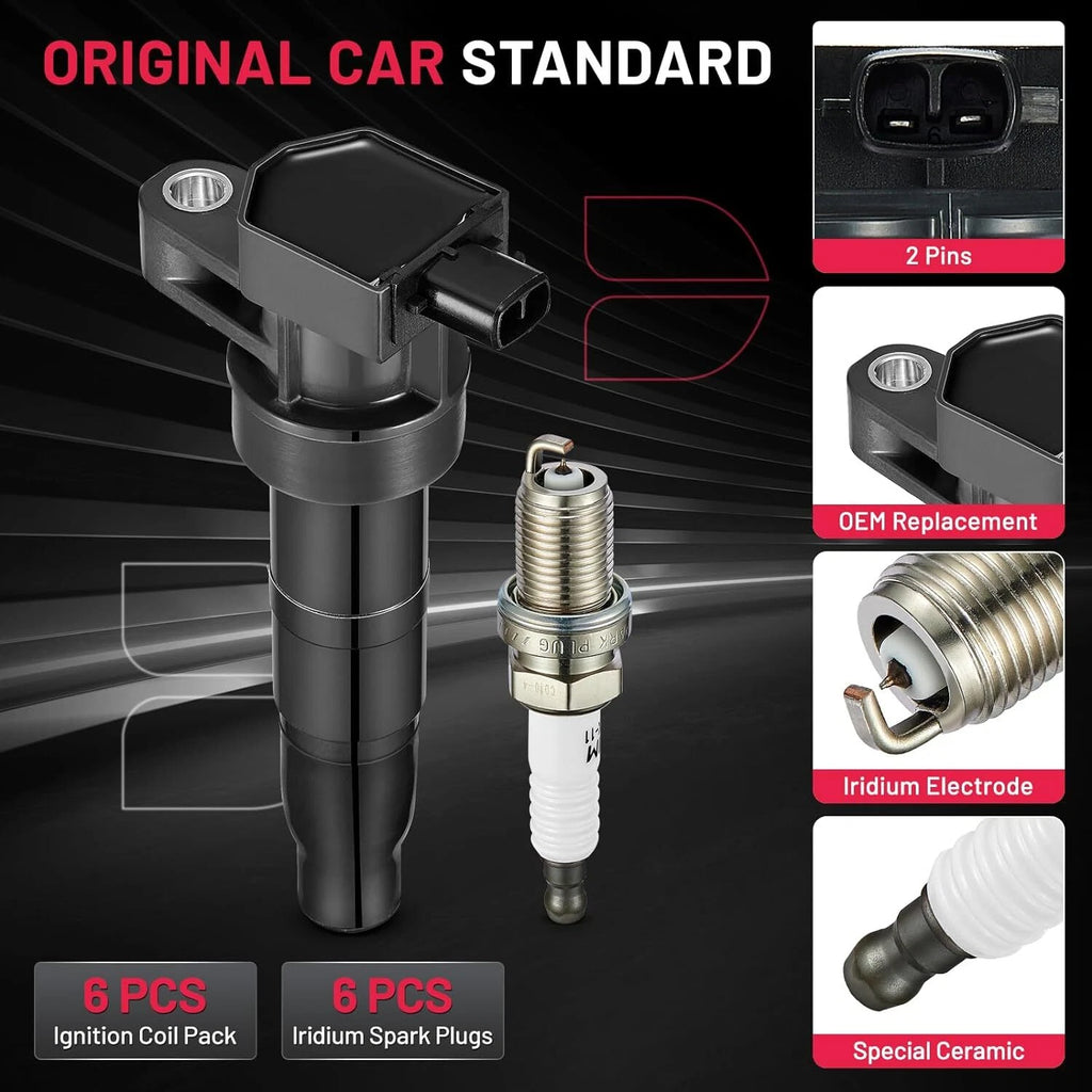 Ignition Coils and Iridium Spark Plugs for 2007-2009 Kia Amanti 3.8L