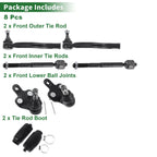 8pcs Front Suspension Kit Tie Rod End Ball Joint for Toyota Sienna (2004–2020)
