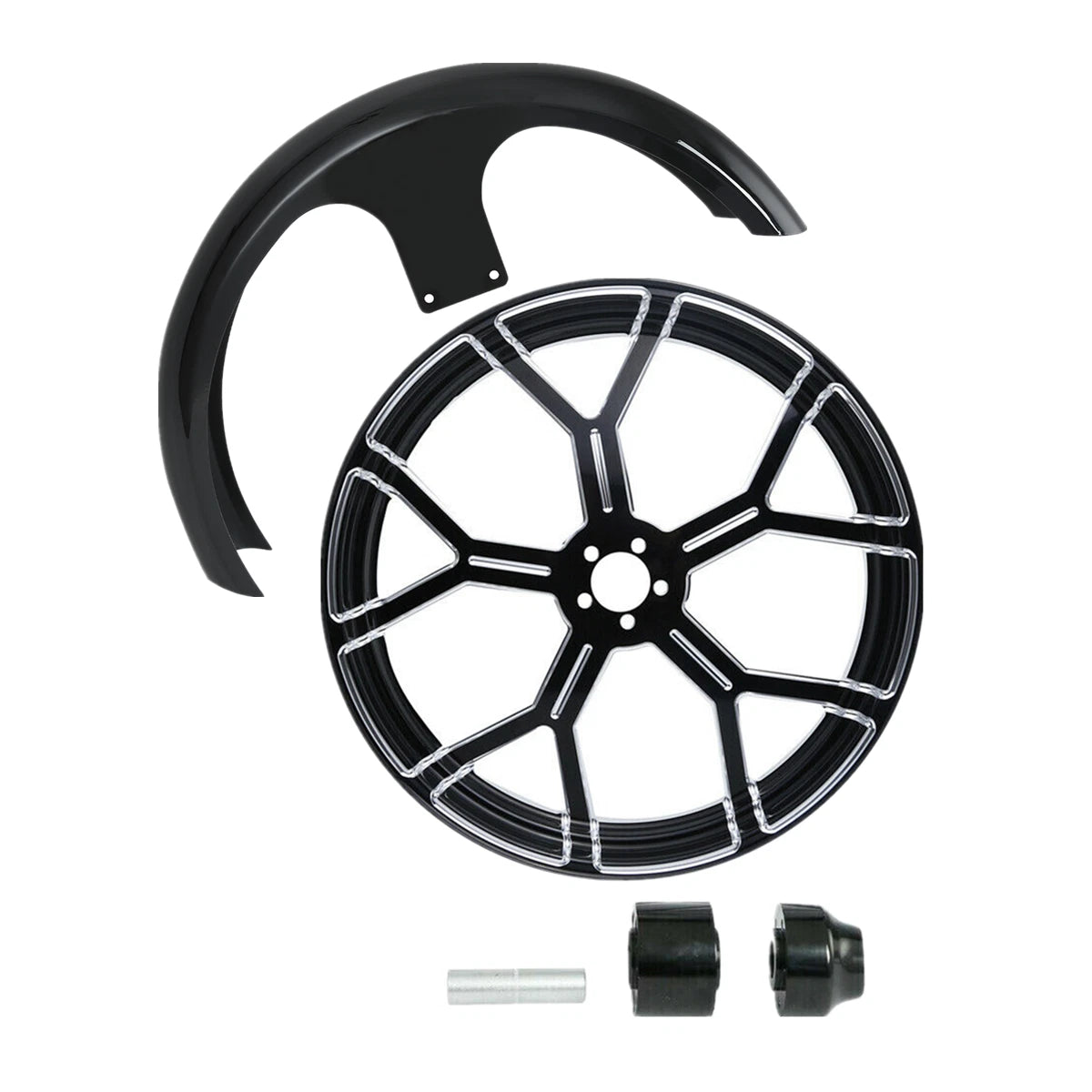 26" Front Wheel Rim for Harley Touring (2008–2023) - Single Disc Hub, Painted Fender