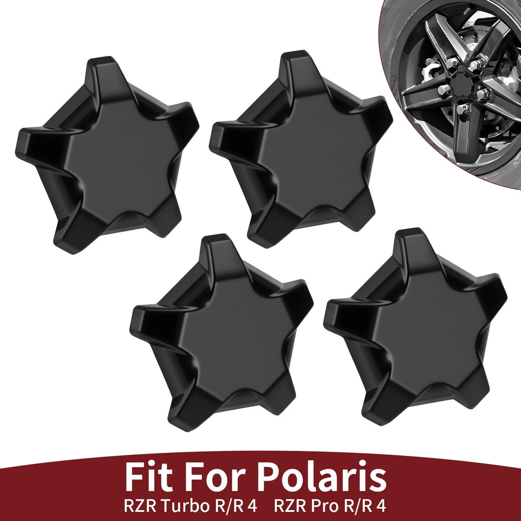 4X Matte Flash Black 5 Lug Rim Cap for Polaris RZR Turbo Pro R (2022–2024)