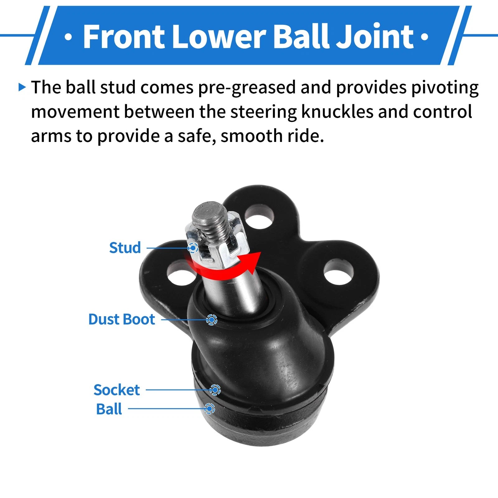 2X Front Lower Ball Joints for Chevrolet Equinox (2010–2017) No.K500227/19258791
