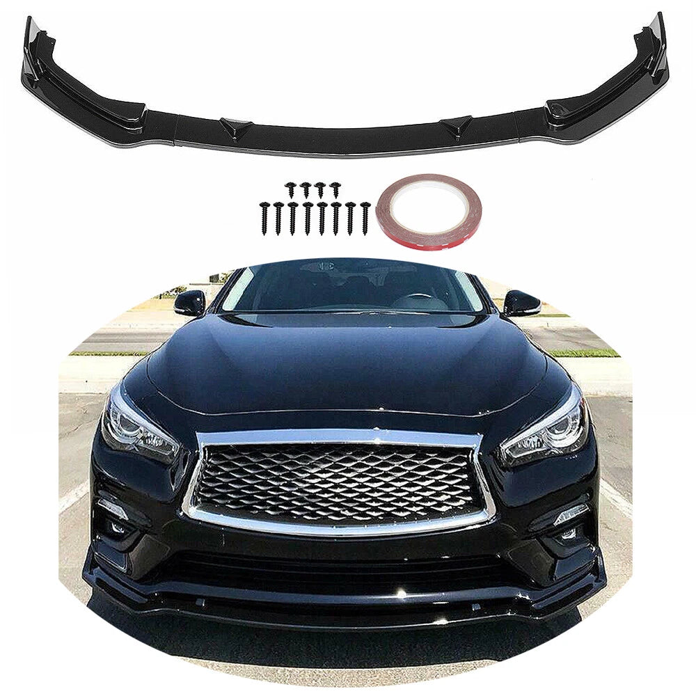 Glossy Black Front Bumper Lip Spoiler for Infiniti Q50 (2014–2017)