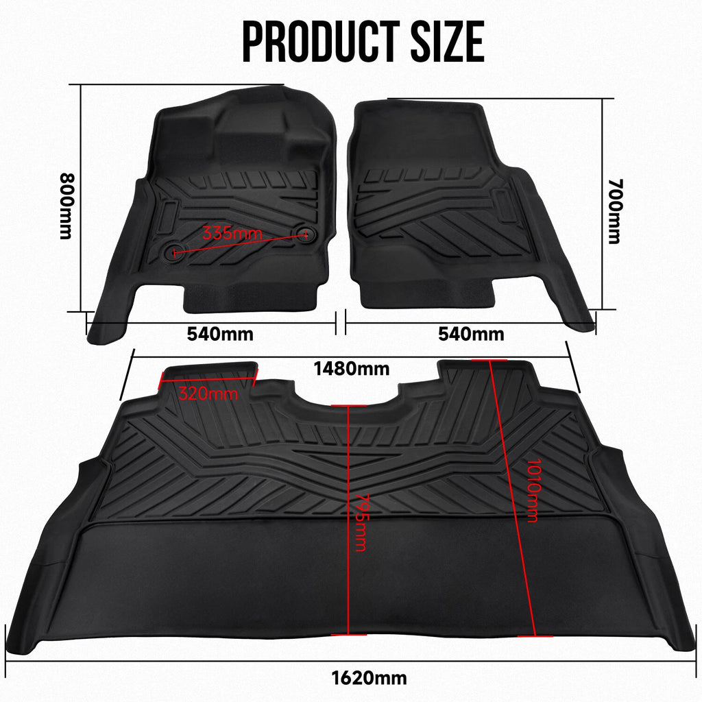 TPE Floor Mats Liners for Ford F-150 F150 Lightning Super Crew Cab (2015–2024)