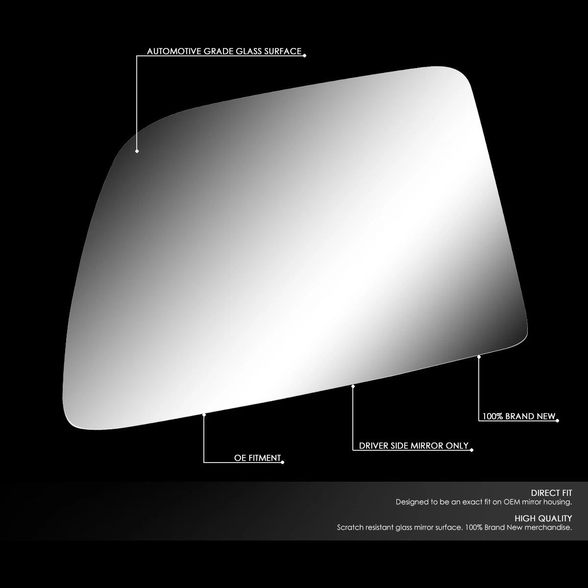 Left Side Rear View Mirror Glass Lens for Ford E150/E250/E350 (1992–2007)
