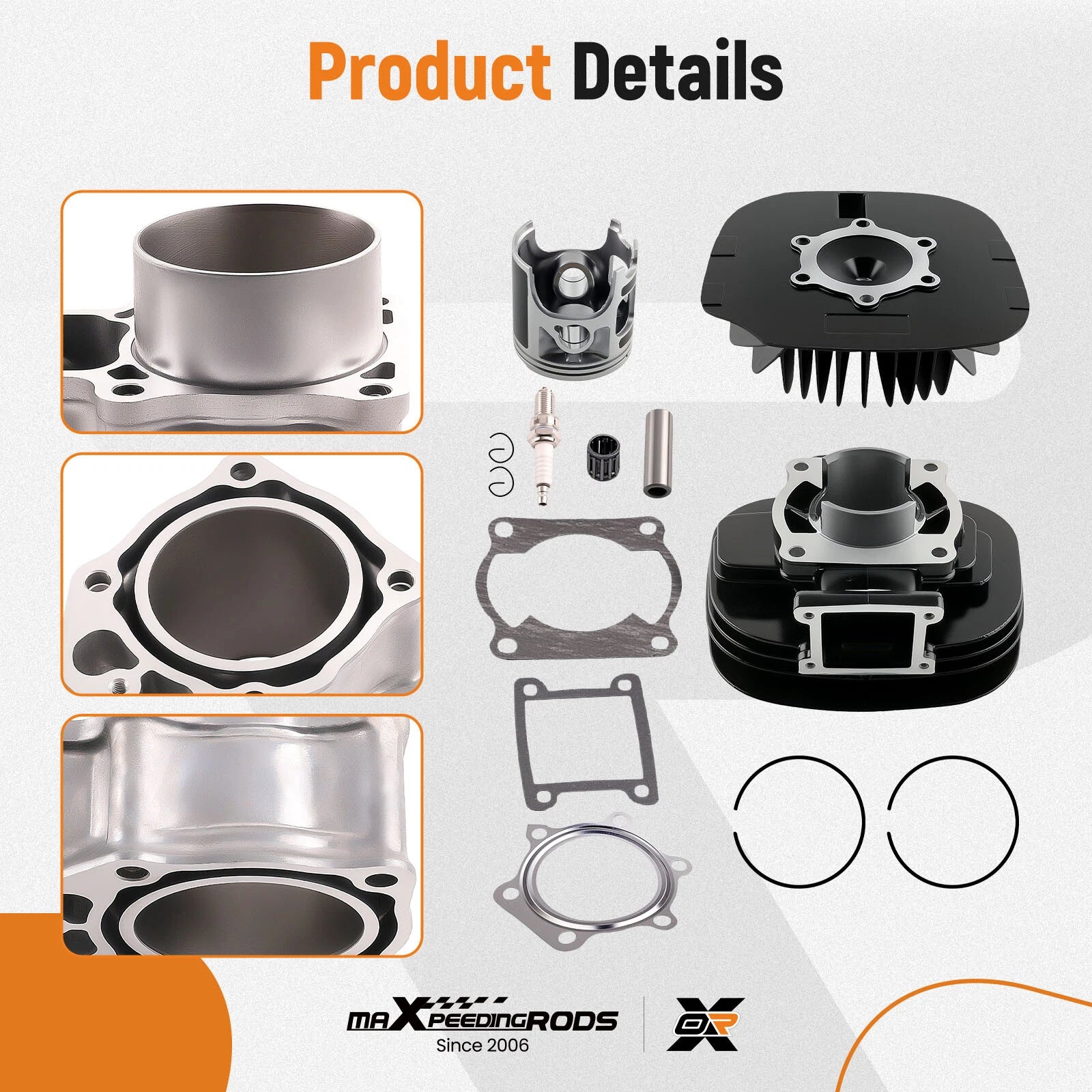 Top End Kit with Piston Rings & Gasket for Yamaha YFS200 Blaster (1988–2006)