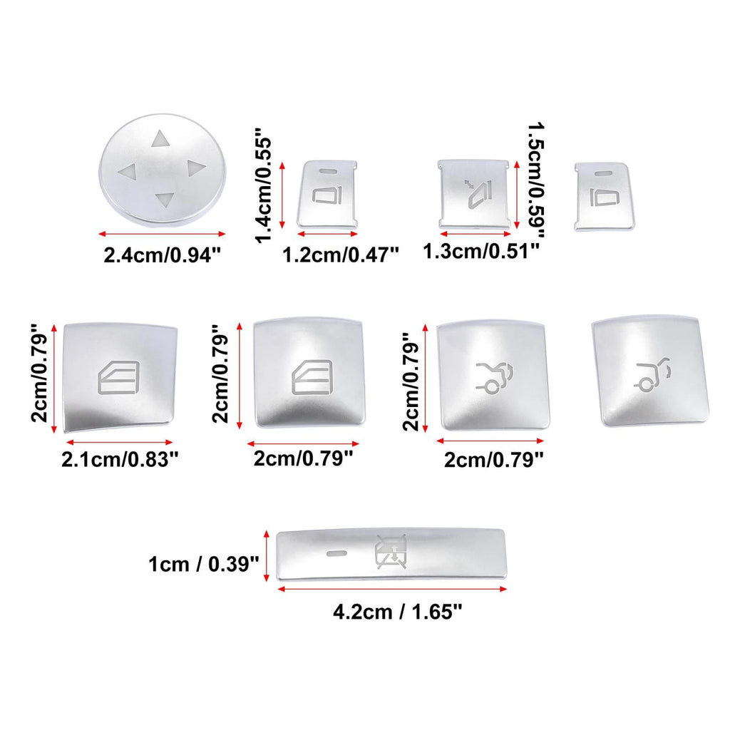 Set of 2 Door Armrest Window Switch Button Covers for Mercedes-Benz C200 C250 (2010–2014)