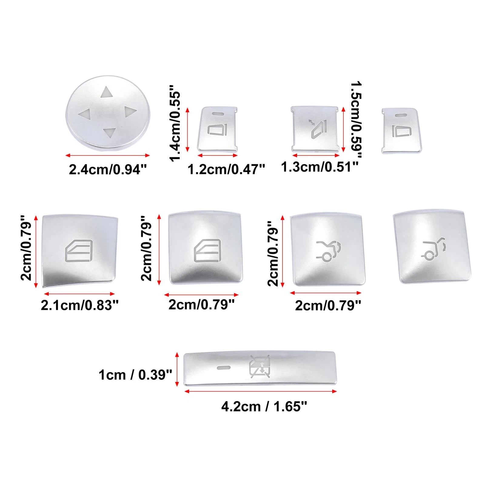Set of 2 Door Armrest Window Switch Button Covers for Mercedes-Benz C200 C250 (2010–2014)