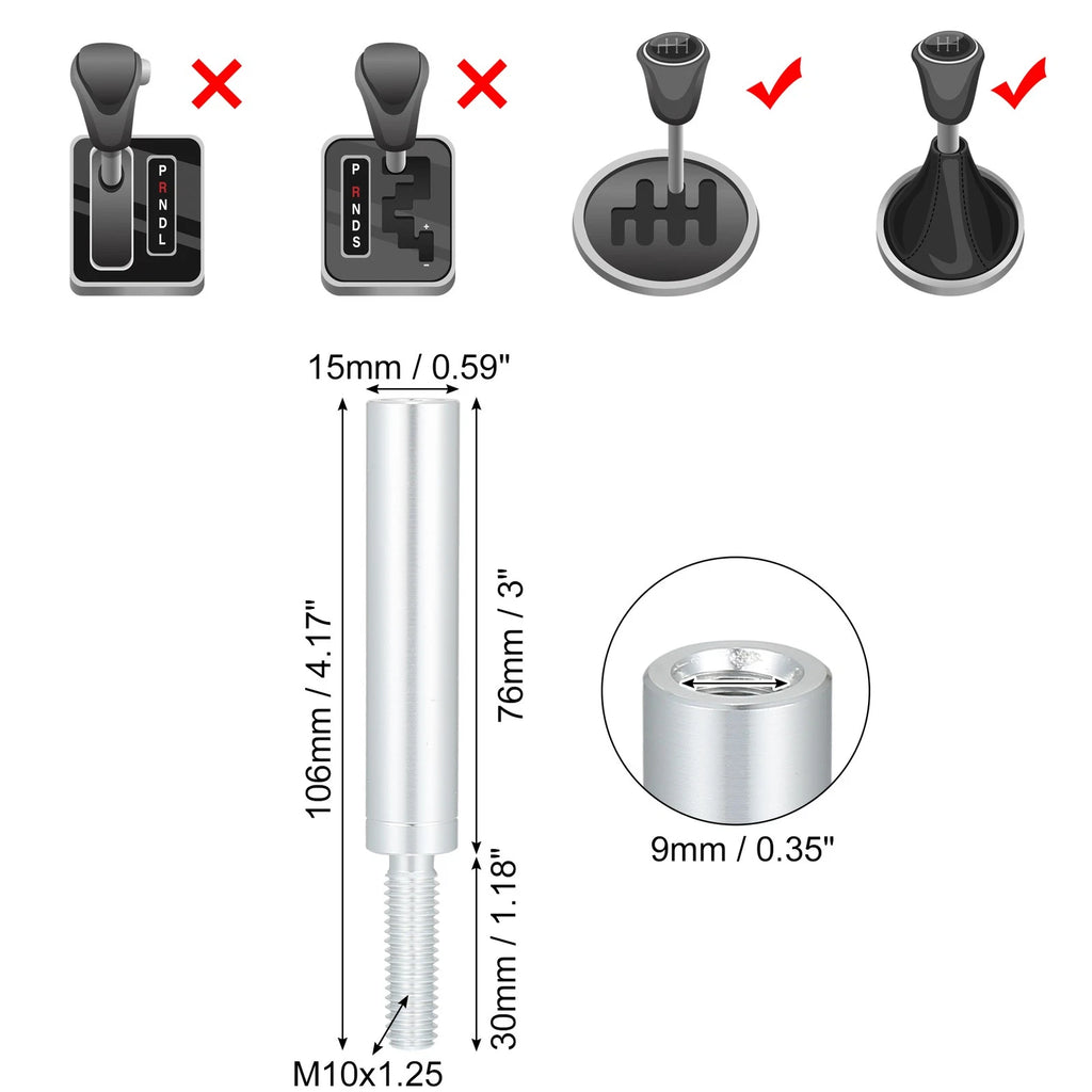 3" Shift Knob Aluminum Alloy M10x1.25 for Nissan Mazda 