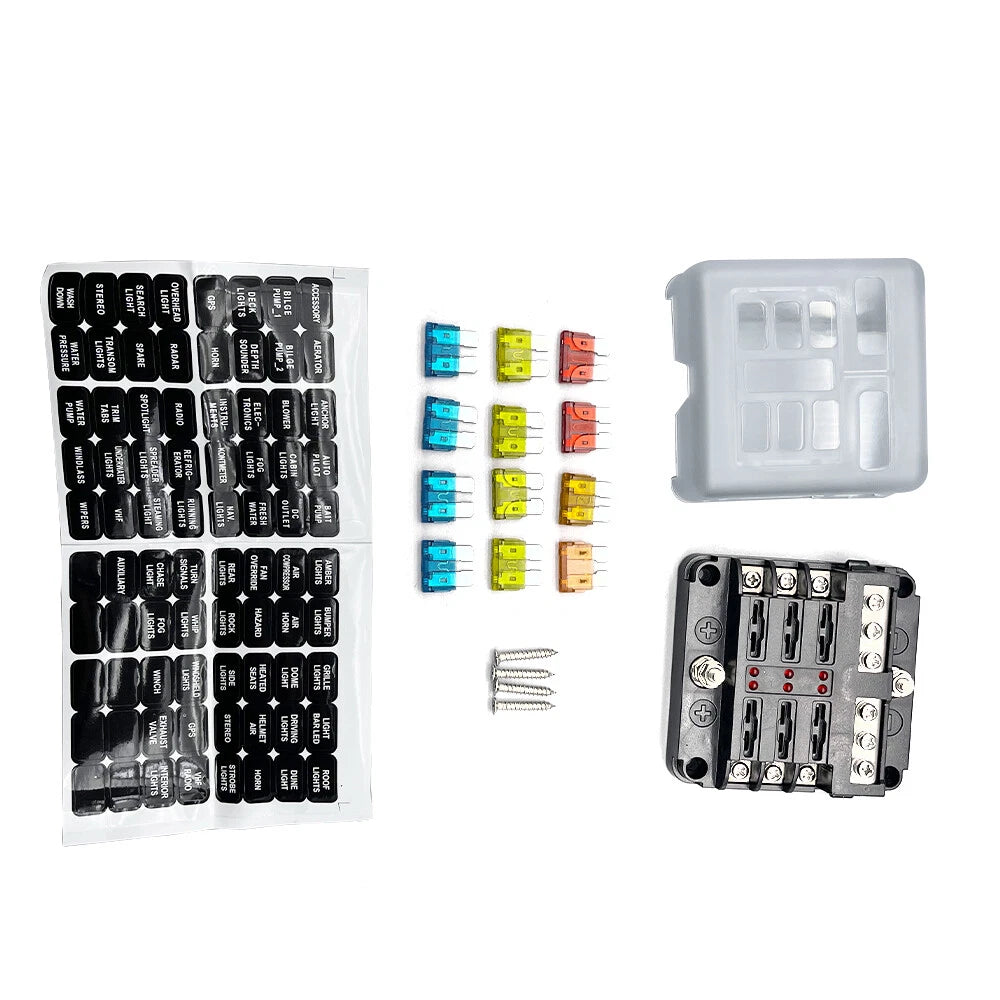 6-Way Blade Fuse Holder Box for Car Boot 12/24V