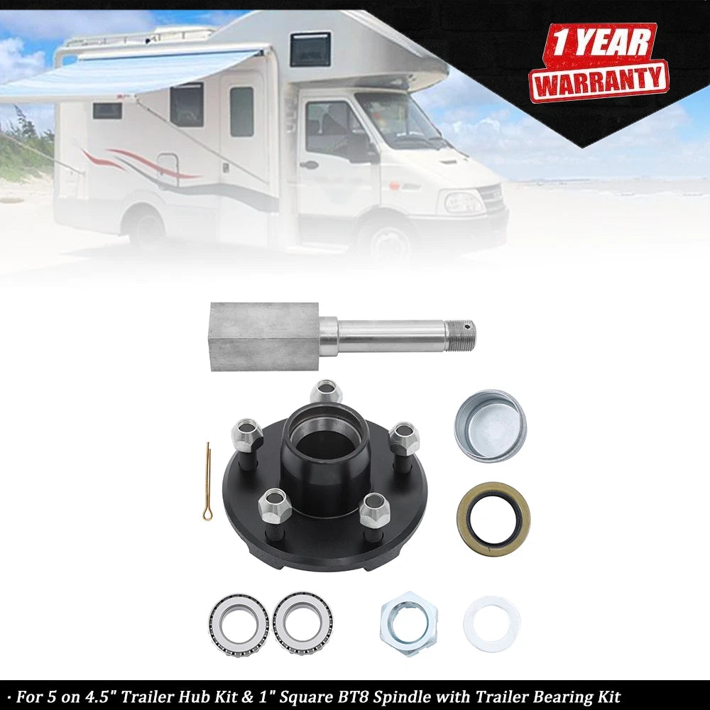 Trailer Hub for 1" Square BT8 Spindle (5-4.5" Bolt Circle)