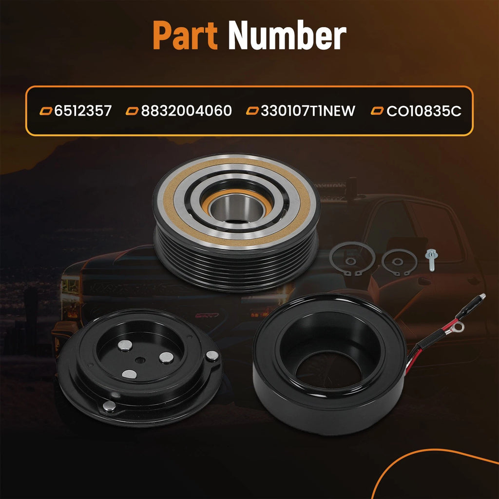 7 Groove AC Compressor Clutch Kit Pulley Coil Plate for Toyota Tacoma (2005–2015)