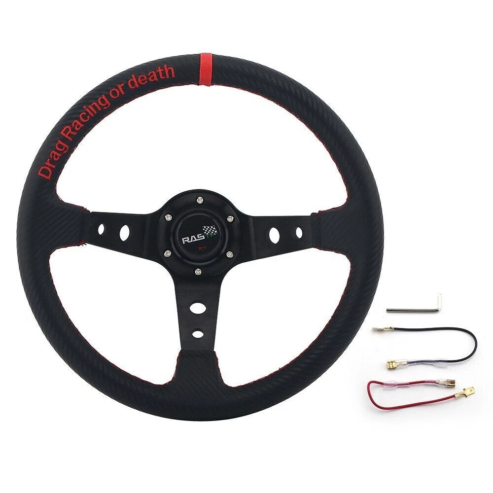 14" Racing Steering Wheel with Quick Release Hub Adapter