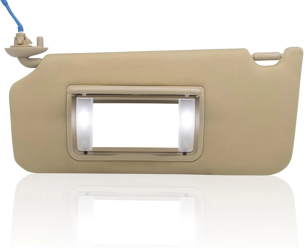 Beige Left Driver Side Sun Visor w/LED Lights for Honda Accord (2008–2017)