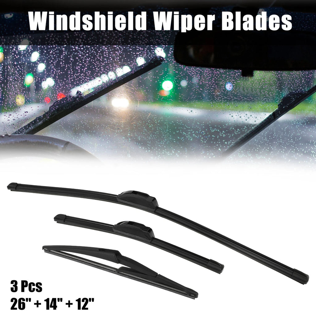Set of 3 Front Windshield Wiper Blades for Nissan Rogue (2008–2013)
