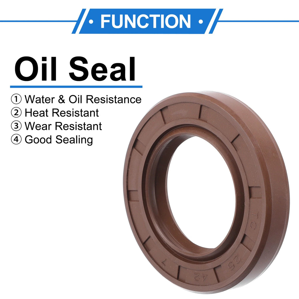 Set of 2 Oil Seal Rotary Shaft Seal FKM Rubber 25x42x7mm